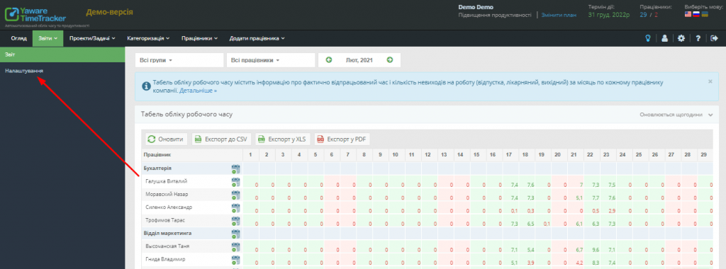 табель обліку робочого часу 