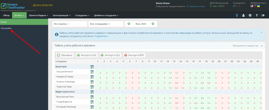 табель обліку робочого часу